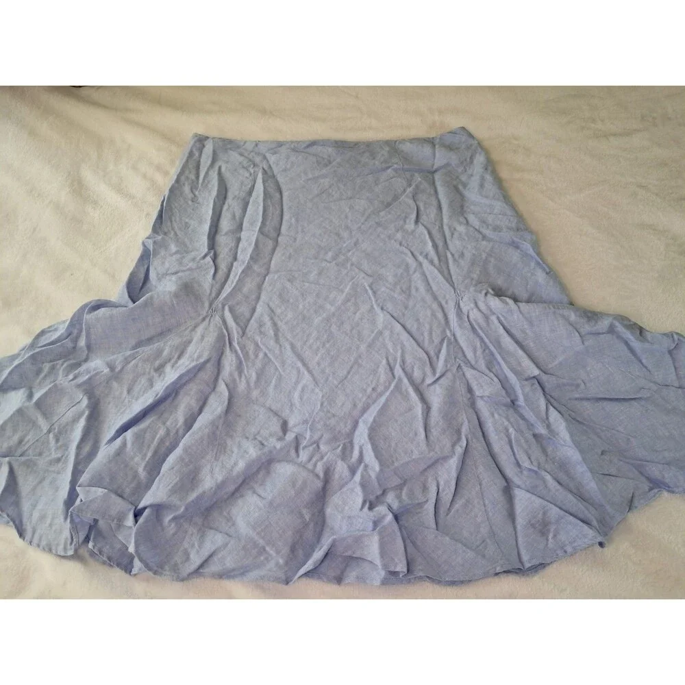 J.Crew Gwyneth Flounce Hem Linen Slip Skirt French Blue Pull On CN555 Sz 2X NWT